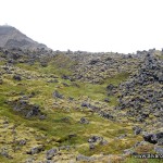 Rocas cubiertas de musgo cerca de Hellnar
